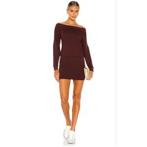 Indah Body Baby Ruth Boatneck Mini Dress Buck Red Wine Port Size 2 NWT
